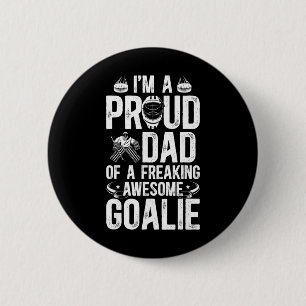 Macaron Rond 5 Cm Papa fière d'un gardien de but de hockey Papa de g