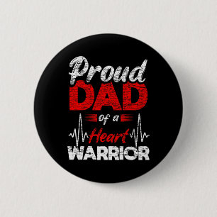 Macaron Rond 5 Cm Papa Fière D'Un Guerrier Du Coeur Maladies Coronar