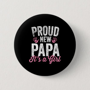 Macaron Rond 5 Cm Papa fière nouveau C'est une fille Père bientôt Pa