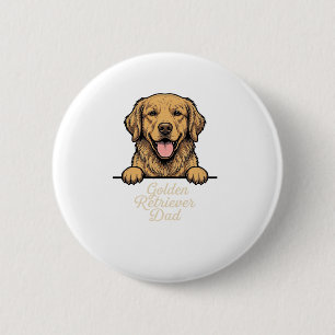 Macaron Rond 5 Cm Papa Golden Retriever Gravure Vintage