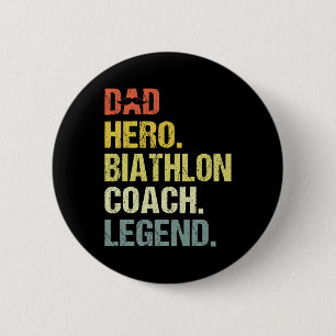 Macaron Rond 5 Cm Papa Hero Biathlon Entraîneur Funny Biathlon Entra