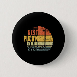 Macaron Rond 5 Cm Papa hockey rétro drôle - Meilleur papa de puck'n