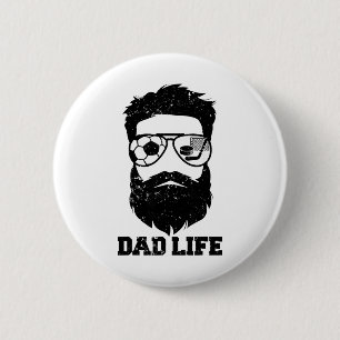 Macaron Rond 5 Cm Papa Hockey Soccer Cheveux Décoiffés Barbe Papa Ho