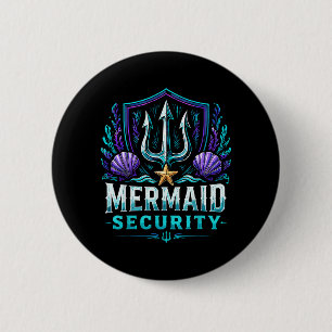 Macaron Rond 5 Cm Papa Mermaid drôle de Sécurité