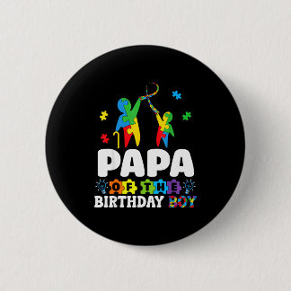 Macaron Rond 5 Cm Papa Of The Birthday Boy Autism Awareness Support 