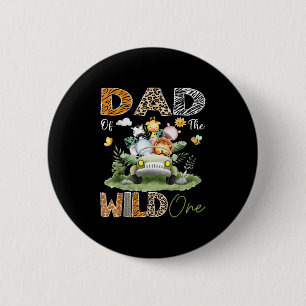 Macaron Rond 5 Cm Papa Of The Wild One Safari Camion 1er anniversair
