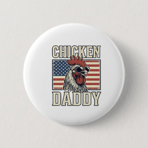Macaron Rond 5 Cm Papa Poule Coq Vintage Patriotique