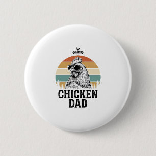 Macaron Rond 5 Cm Papa Poule Vintage Sunset Drôle Amateur de Poule S