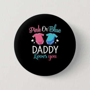 Macaron Rond 5 Cm Papa Rose Ou Bleu Vous Aime - Genre Reveal Baby.