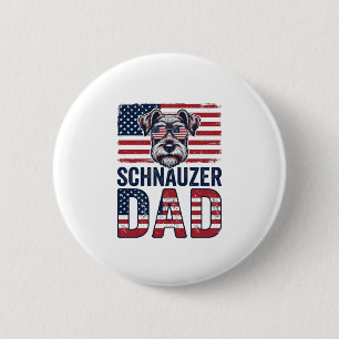 Macaron Rond 5 Cm Papa Schnauzer Patriotique Vintage Chien