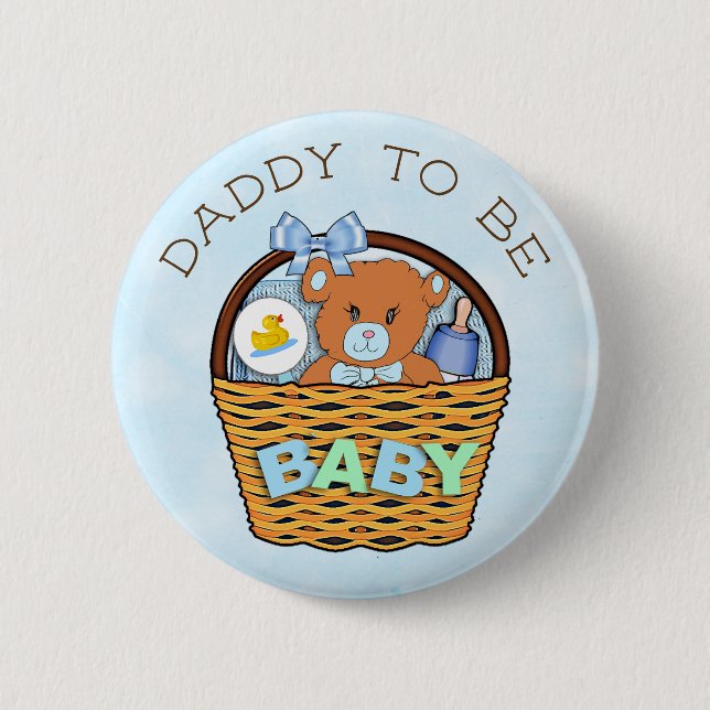 Macaron Rond 5 Cm Papa sera Baby shower Bouton (Devant)