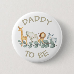 Macaron Rond 5 Cm Papa sera Baby shower Button Wild One Zoo thème