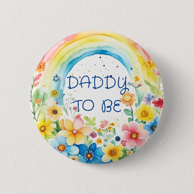 Macaron Rond 5 Cm Papa sera | Bouton Baby shower (Devant)