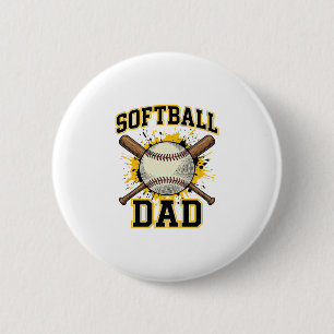 Macaron Rond 5 Cm Papa Softball Vintage Varsity Batteurs Croisés Des