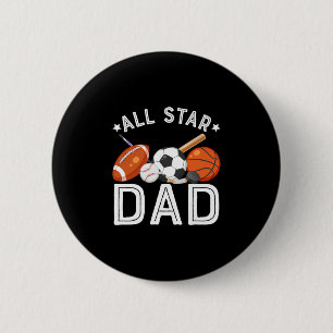 Macaron Rond 5 Cm Papa Star de l'enfant fêté Sketll Football Spo