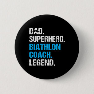 Macaron Rond 5 Cm Papa Superhero entraîneur biathlon amusant entraîn