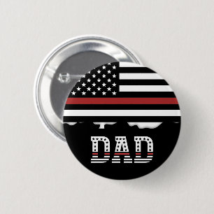 Macaron Rond 5 Cm Papa Thin Red Line Pompier papa Cadeaux