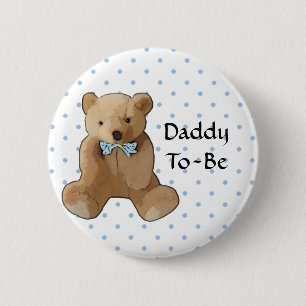 Macaron Rond 5 Cm Papa to Be Teddy Bear Baby shower Button