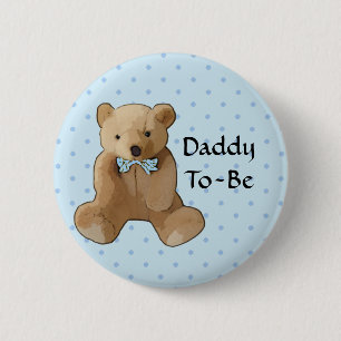 Macaron Rond 5 Cm Papa to Be Teddy Bear Baby shower Button