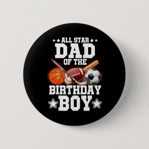Macaron Rond 5 Cm Papa Toute Étoile Du Garçon Fêtant Sketll Football