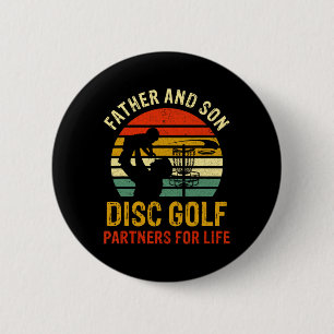 Macaron Rond 5 Cm Papa vintage et fils partenaires de golf à disque