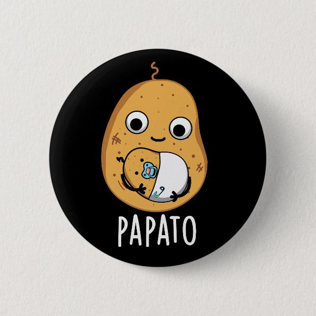 Macaron Rond 5 Cm Papato Funny Potato Pun Dark BG (Devant)