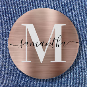 Macaron Rond 5 Cm Papier alu rose gold pailleté Monogramme Signature