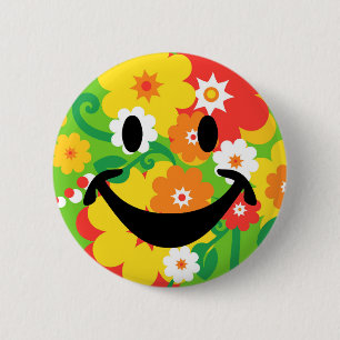 Macaron Rond 5 Cm Papier peint drôle de flower power