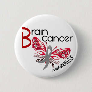 Macaron Rond 5 Cm PAPILLON 3 de cancer du cerveau