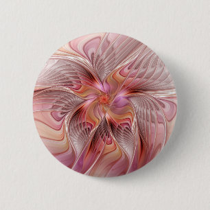 Macaron Rond 5 Cm Papillon Abstrait coloré Imaginaire Fractal Art