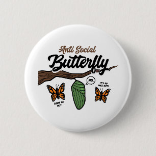 Macaron Rond 5 Cm Papillon anti-social