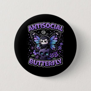 Macaron Rond 5 Cm Papillon Antisocial