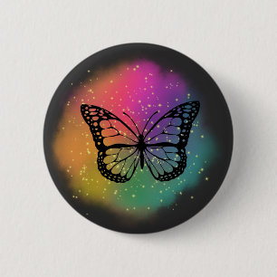 Macaron Rond 5 Cm Papillon aquarelle