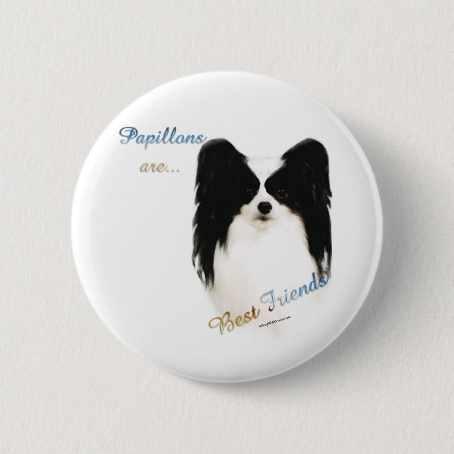 Macaron Rond 5 Cm Papillon Best Friend 2 - Bouton (Devant)