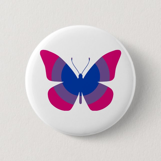 Macaron Rond 5 Cm Papillon bisexuel de fierté (Devant)