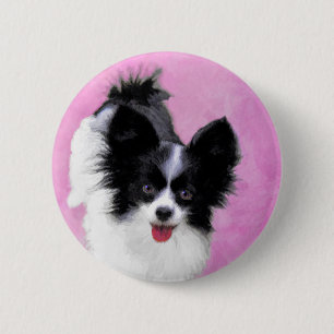 Macaron Rond 5 Cm Papillon (blanc et noir) Peinture - Chien Art