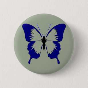 Macaron Rond 5 Cm Papillon bleu