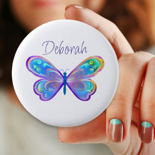 Macaron Rond 5 Cm Papillon bleu et violet personnalisé