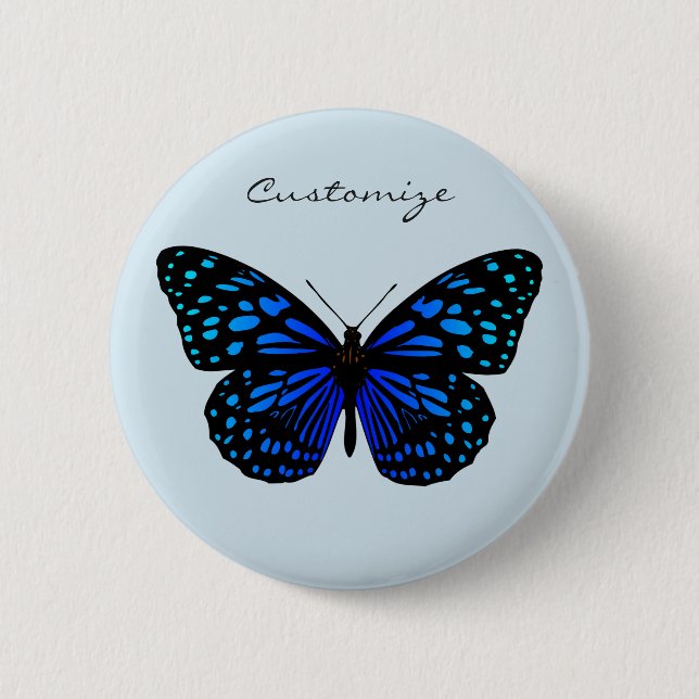 Macaron Rond 5 Cm Papillon bleu Thunder_Cove (Devant)