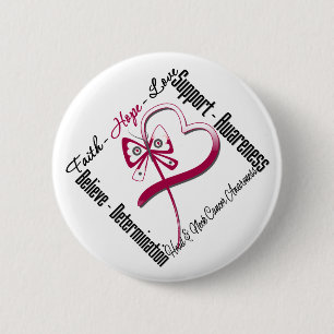 Macaron Rond 5 Cm Papillon d'amour d'espoir de foi de cancer de la