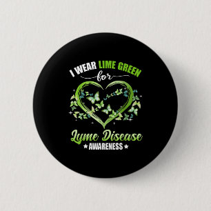 Macaron Rond 5 Cm Papillon de cœur Je porte du vert pour la sensibil