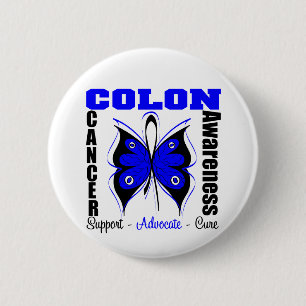 Macaron Rond 5 Cm Papillon de conscience de cancer du colon
