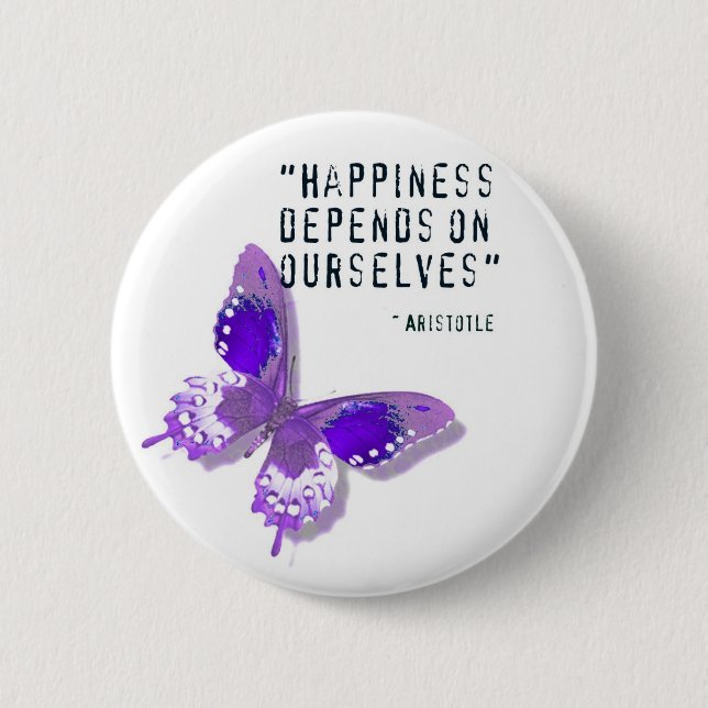 Macaron Rond 5 Cm Papillon de pourpre de bonheur (Devant)