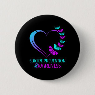Macaron Rond 5 Cm Papillon de sensibilisation à la prévention du sui