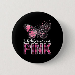 Macaron Rond 5 Cm Papillon de sensibilisation au cancer du sein - En