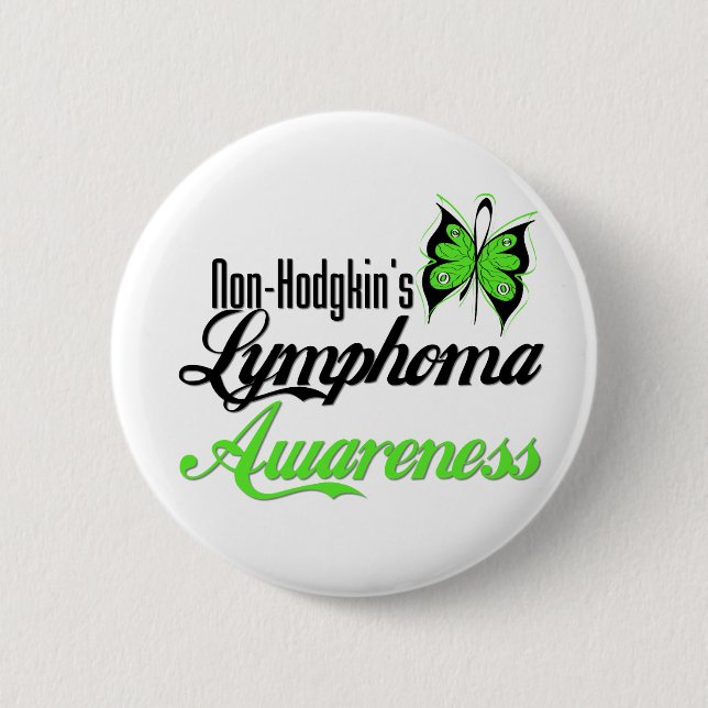 Macaron Rond 5 Cm Papillon de sensibilisation non Hodgkins Lymphoma (Devant)