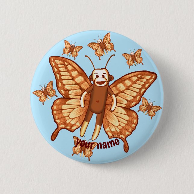 Macaron Rond 5 Cm Papillon de singe de queue (Devant)