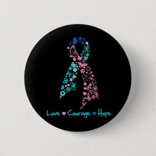 Macaron Rond 5 Cm Papillon d'espoir de courage d'amour - cancer de