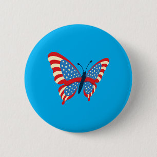 Macaron Rond 5 Cm Papillon du drapeau américain Usa patriotique 4 ju