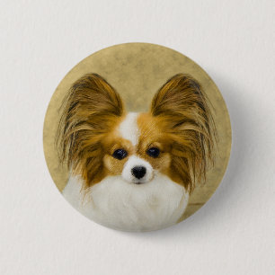 Macaron Rond 5 Cm Papillon (Hound Tri) Peinture - Art Chien original